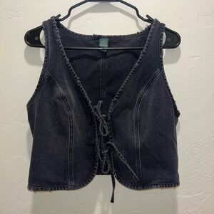 Wild Fable Black Lace-Up Crop Top